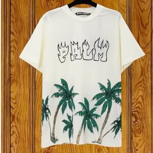 Palm Angels White Short Sleeve T-Shirt Men's